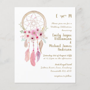 Boho Lavender Pink Dream Catcher Feathers Wedding