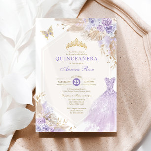 Boho Lavender Quinceañera Mis Quince 15 Anos Invitation