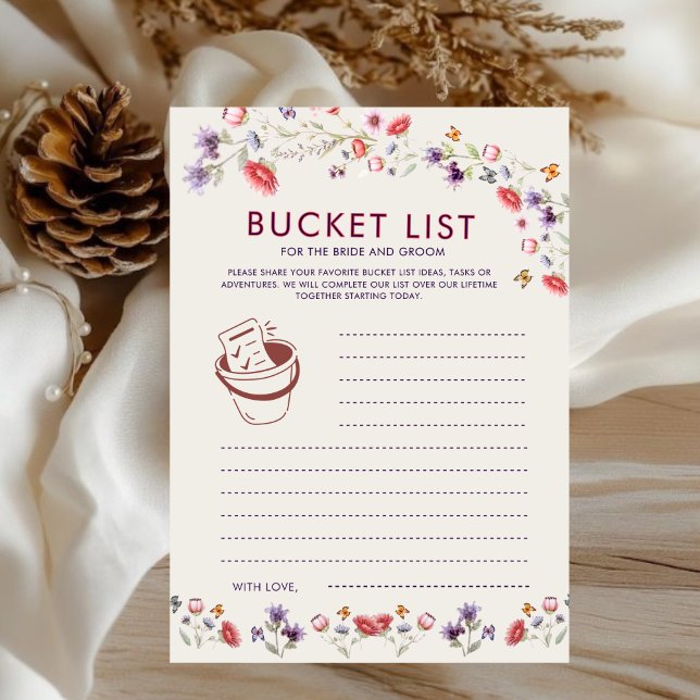 Boho Lavender Wildflower Bridal Shower Bucket List (Creator Uploaded)