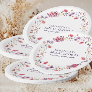 Boho Lavender Wildflower Storybook Bridal Shower Paper Plate