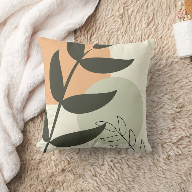 Boho Leaf Design Throw Pillow (Blanket)
