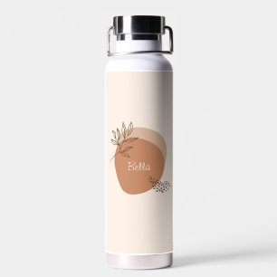 Boho leaf design with custom name water bottle