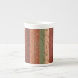 Boho Leaf Pattern – Rustic Botanical Design Bone China Mug