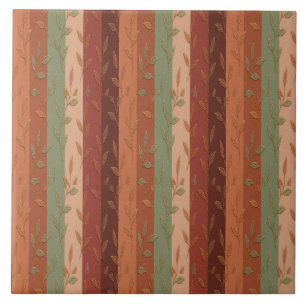 Boho Leaf Pattern Rustic Home Decor Ceramic Tile