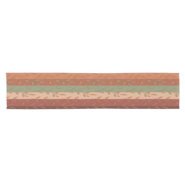Boho Leaf Pattern Rustic Home Decor  Short Table Runner (Horizontal)