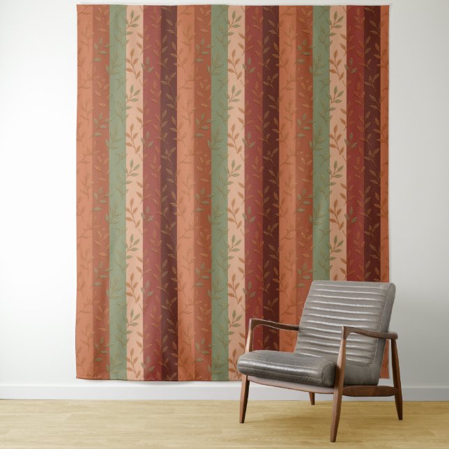 Boho Leaf Pattern Rustic Home Decor  Tapestry (In Situ)