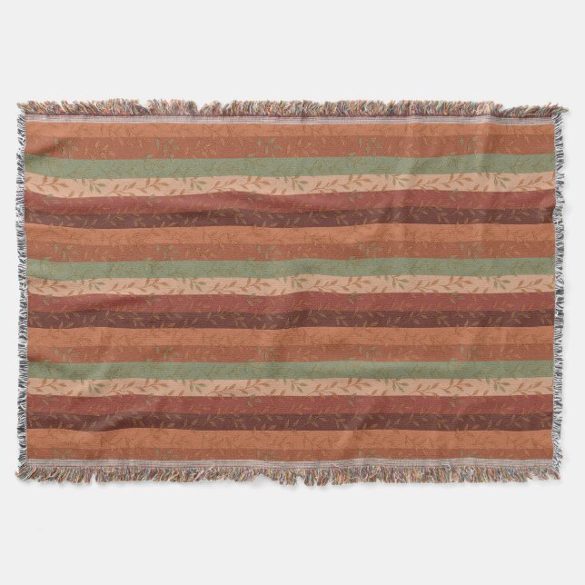 Boho Leaf Pattern Rustic Home Decor  Throw Blanket (Front)