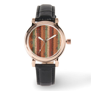 Boho Leaf Pattern Rustic Home Decor Watch
