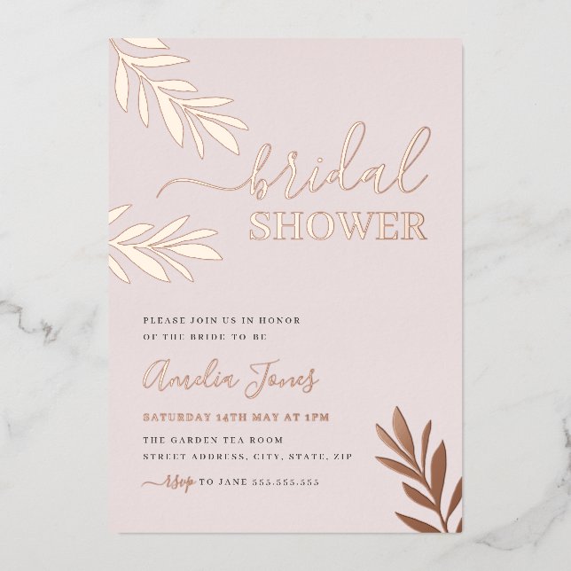 Boho Leaf Rose Gold Bridal Shower (Front)