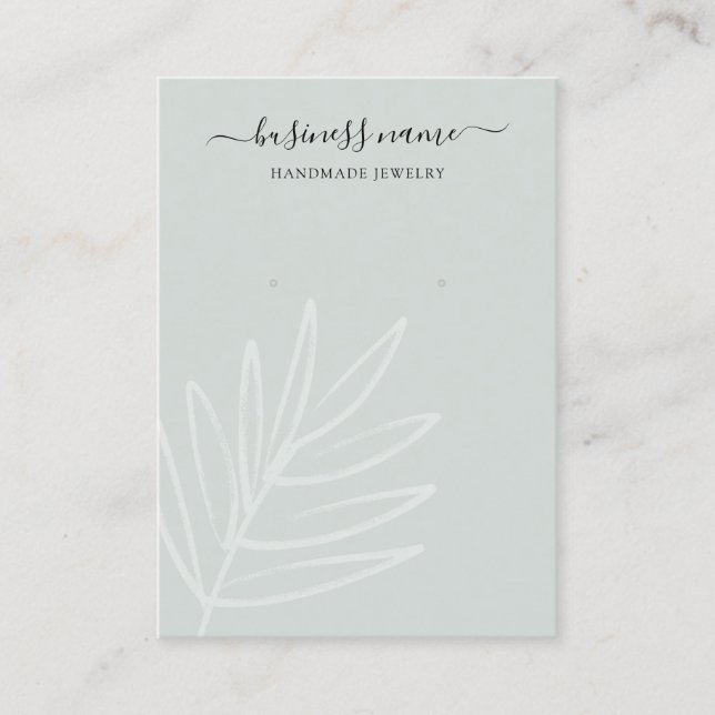 Boho Leaf Sage Green Earring Jewellery Display Business Card (Front)
