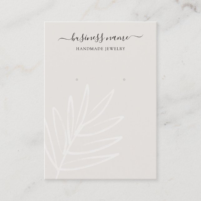 Boho Leaf Taupe Earring Jewellery Display Business Card (Front)