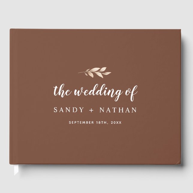 Boho Leaf Wedding Guest Book (Front)