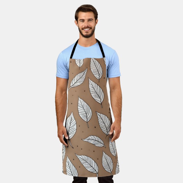 Boho leaves art apron (Worn)