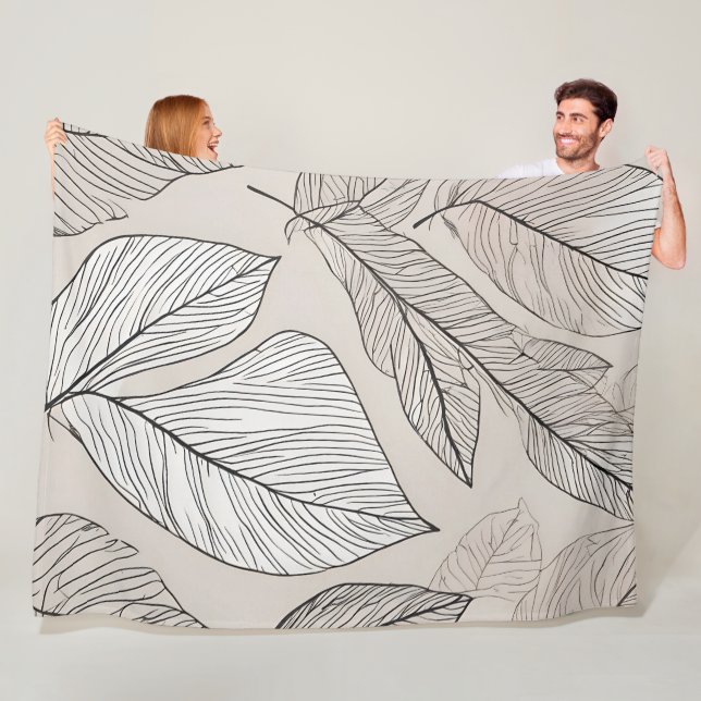 Boho leaves art fleece blanket (In Situ)