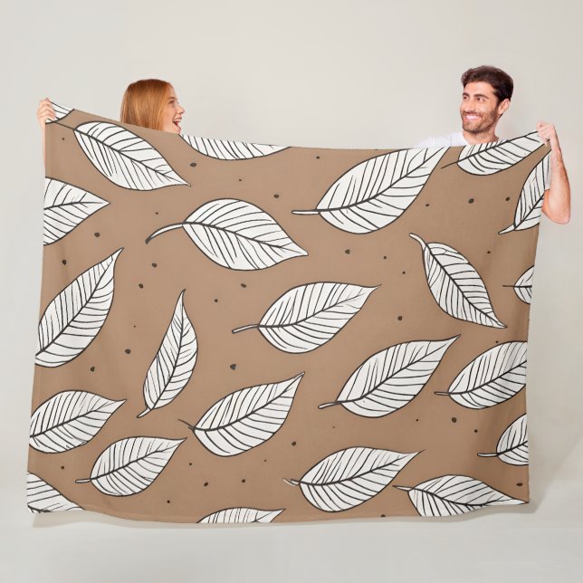 Boho leaves art fleece blanket (In Situ)
