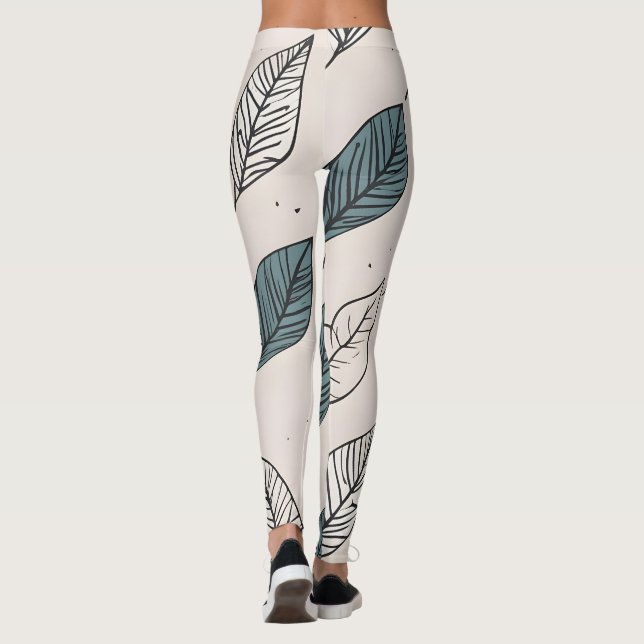 Boho leaves art leggings (Back)