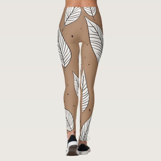 Boho leaves art leggings (Back)