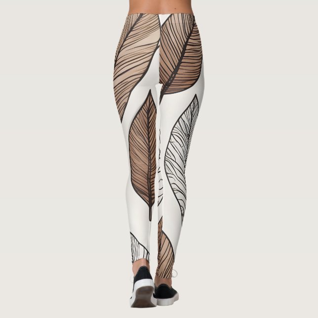 Boho leaves art leggings (Back)