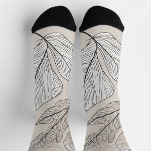 Boho leaves art socks