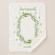 Boho Leaves Baby Name Monthly Milestone Photo