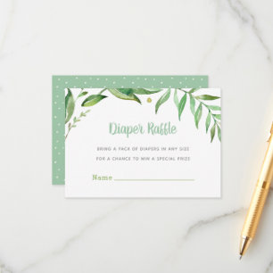 Boho Leaves Baby Shower Diaper Raffle Card