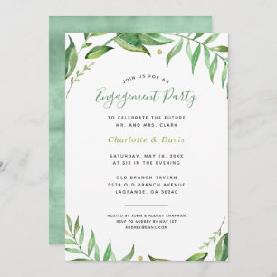 Boho Leaves Engagement Party Invitation