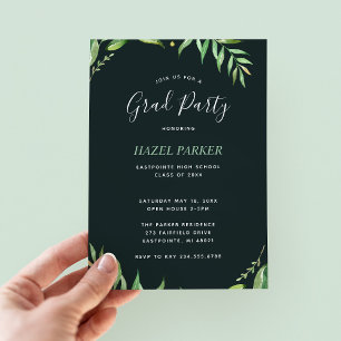 Boho Leaves Graduation Party Invitation