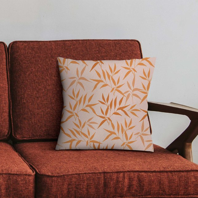 Boho leaves in orange and yellow  cushion (Creator Uploaded)