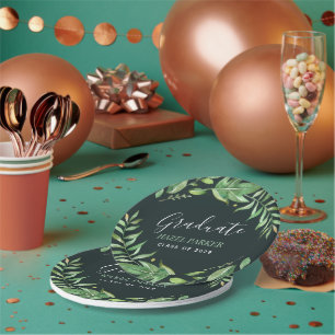 Boho Leaves Personalised Graduation Paper Plate