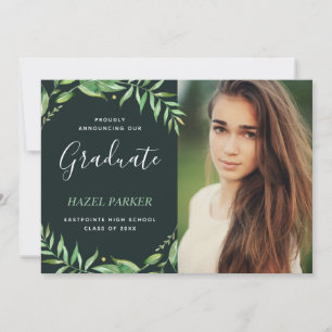 Boho Leaves Photo Graduation Announcement