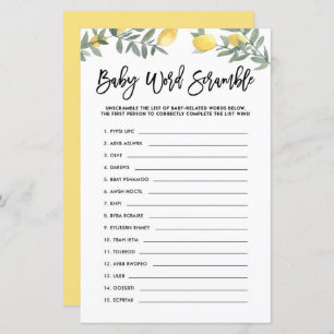 Boho Lemon Baby Word Scramble Baby Shower Game