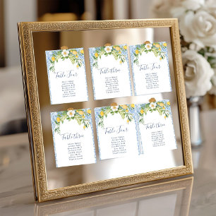 Boho Lemon Blue Mediterranean tile Italian Wedding Invitation