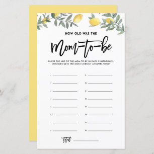 Boho Lemon How Old Was Mum Photos Baby Shower Game