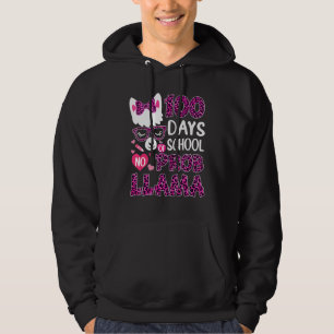 Boho Leopard 100 Days Of School No Prob Llama Te Hoodie