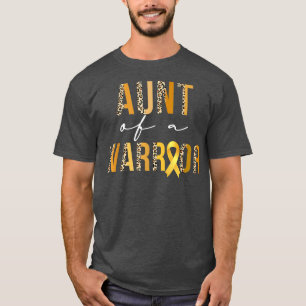 Boho Leopard Aunt Of A Warrior Childhood Cancer Aw T-Shirt