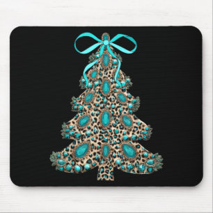Boho Leopard Christmas Tree Cheetah Print Coquette Mouse Pad
