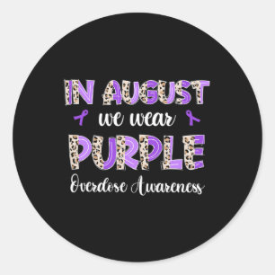 Boho Leopard In August We Wear Purple Overdose Awa Classic Round Sticker