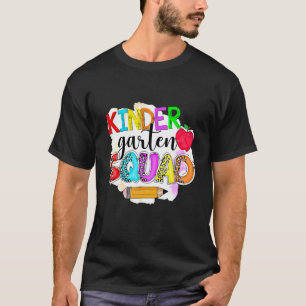 Boho Leopard Kindergarten Teacher Squad First Day  T-Shirt