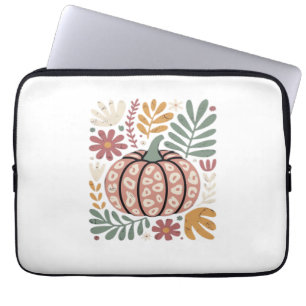 Boho Leopard Pumpkin Fall � Retro Autumn Floral Ha Laptop Sleeve
