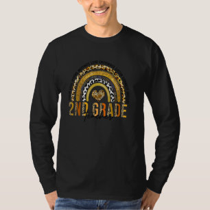 Boho Leopard Rainbow 2nd Grade Teacher 100th Day O T-Shirt