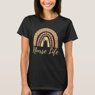 Boho Leopard Rainbow Nurse Life T-Shirt