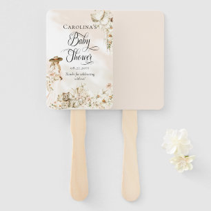 Boho Leopard   Woman Tropical Floral Baby Shower Hand Fan