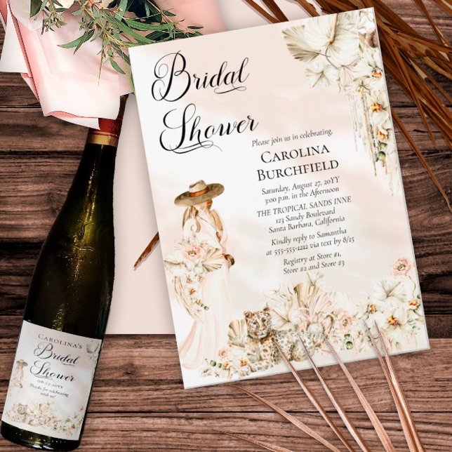 Boho Leopard | Woman Tropical Floral Bridal Shower Invitation (Creator Uploaded)