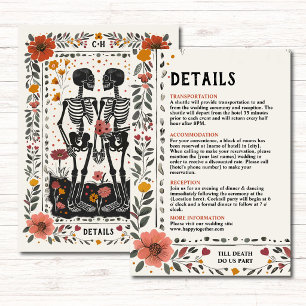 Boho Letterpress Style Skeleton Tarot Wedding Enclosure Card