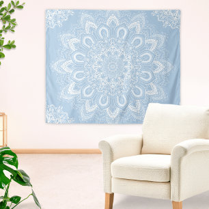 Boho Light Blue Mandala Tapestry