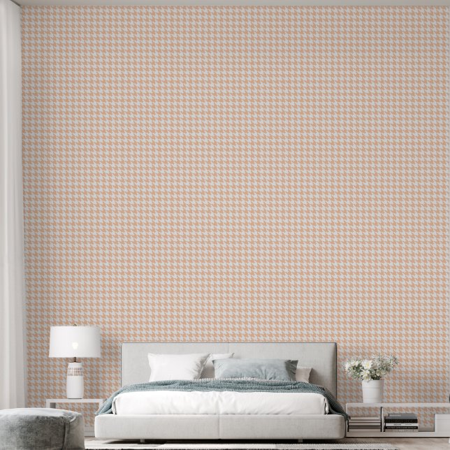 Boho Light Peach Houndstooth Wallpaper (Bedroom)