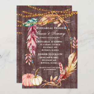 Boho Lights Pumpkin Rehearsal Dinner Invite