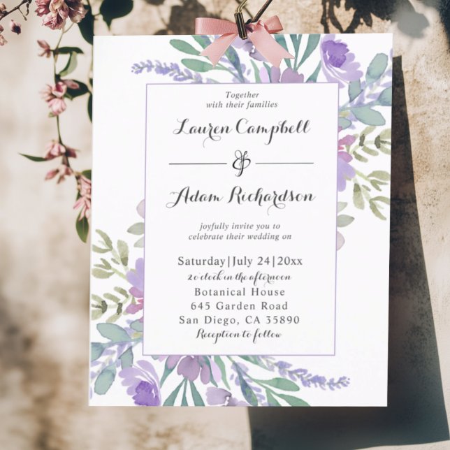 Boho Lilac Watercolor Floral BUDGET Wedding  (Creator Uploaded)
