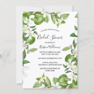 Boho Limes Watercolor Floral Bridal Shower Invitation