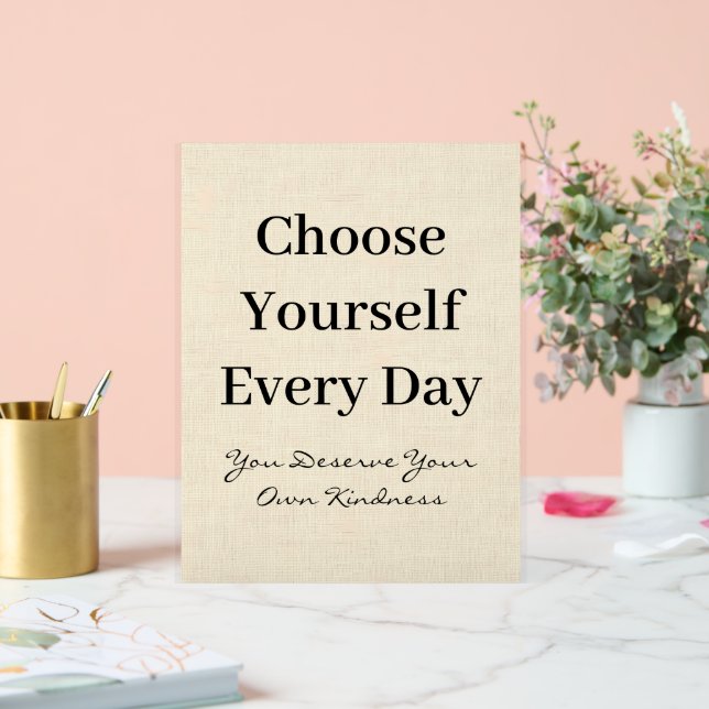 Boho Linen Self-Love Every Day Quote Acrylic Sign (Wedding)